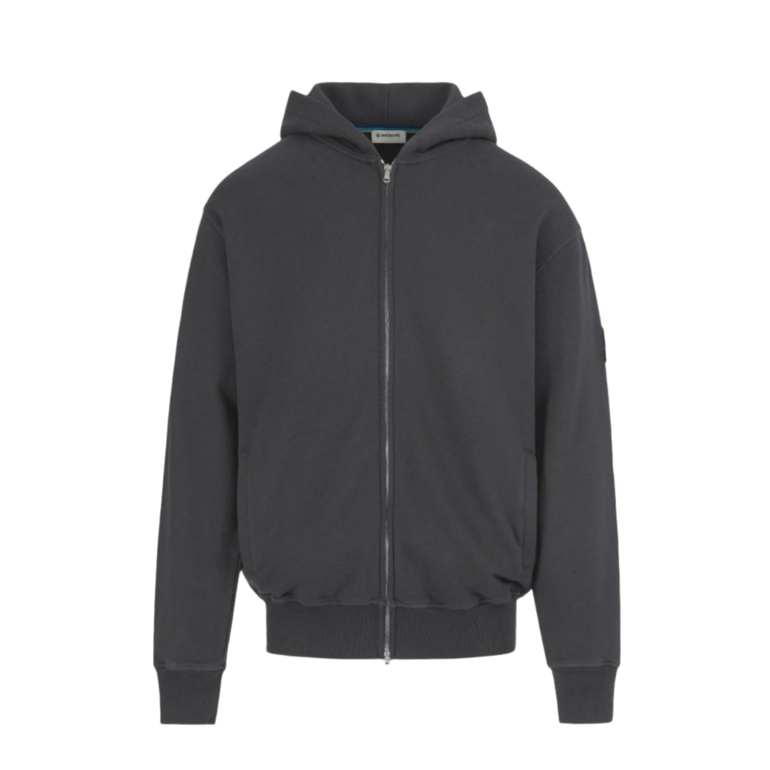 Sandbanks Badge Logo Zip Hoodie: ANTHRACITE
