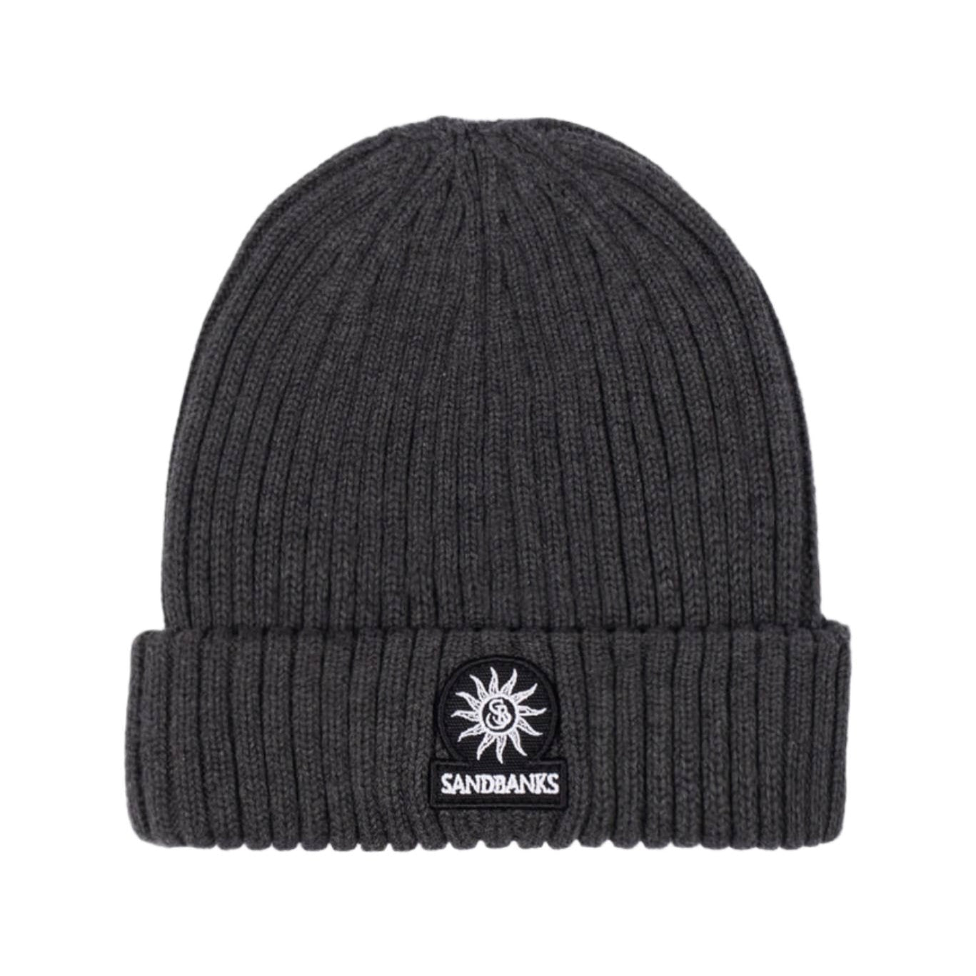 Sandbanks Badge Logo Ribbed Beanie: ANTHRACITE