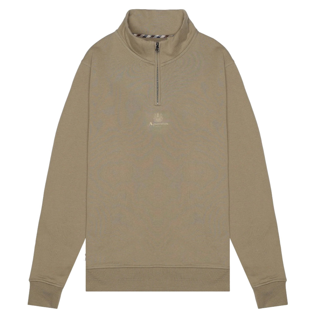 Aquascutum Active Quarter Zip Sweatshirt: KHAKI