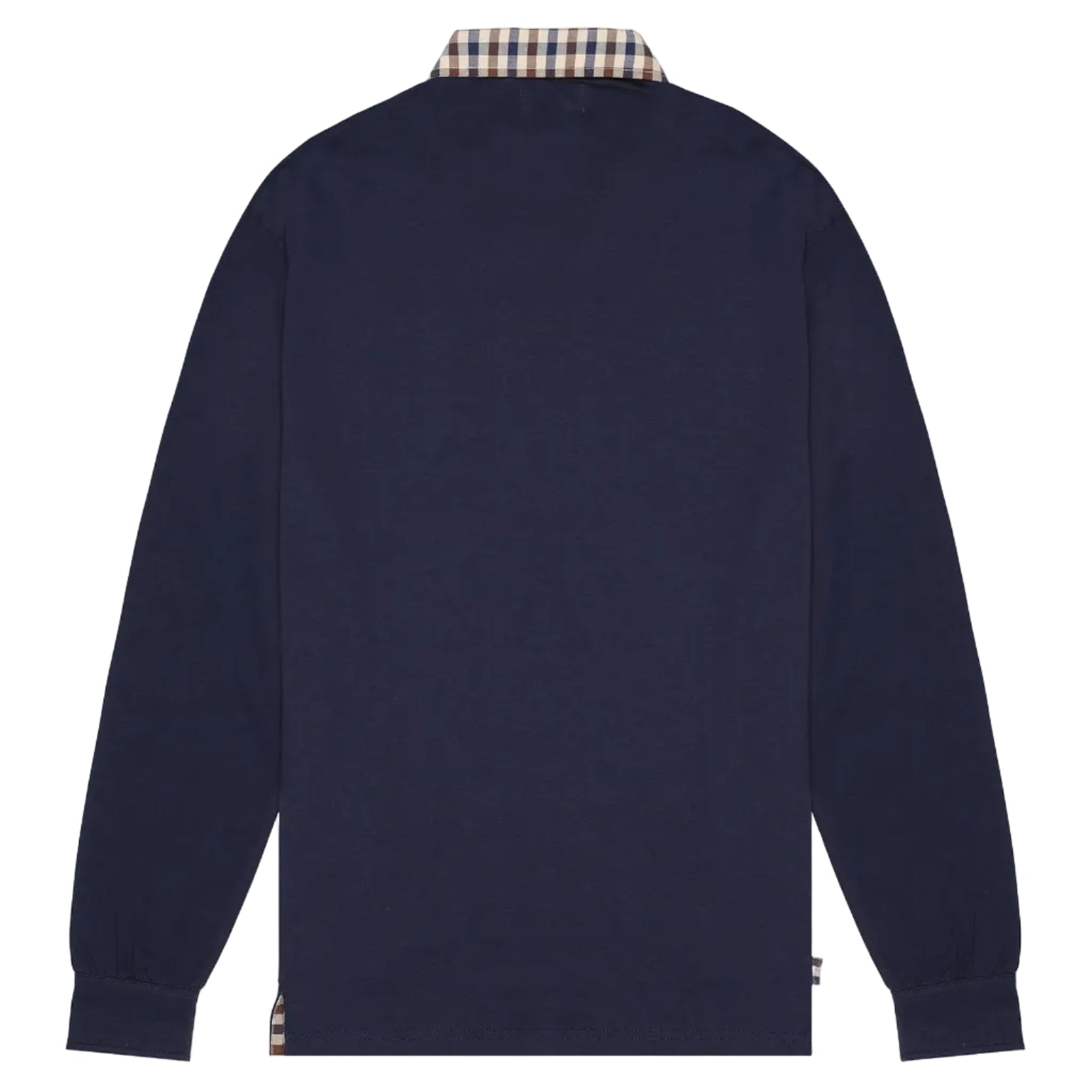 Aquascutum Active Club Check Collar L/S Polo Shirt: NAVY