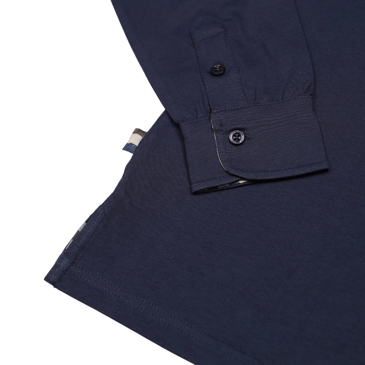 Aquascutum Active Club Check Collar L/S Polo Shirt: NAVY