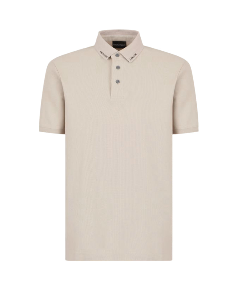 Emporio Armani Collar Logo Polo Shirt: BEIGE