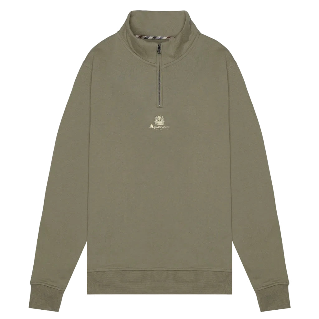 Aquascutum Active Quarter Zip Sweatshirt: ARMY GREEN