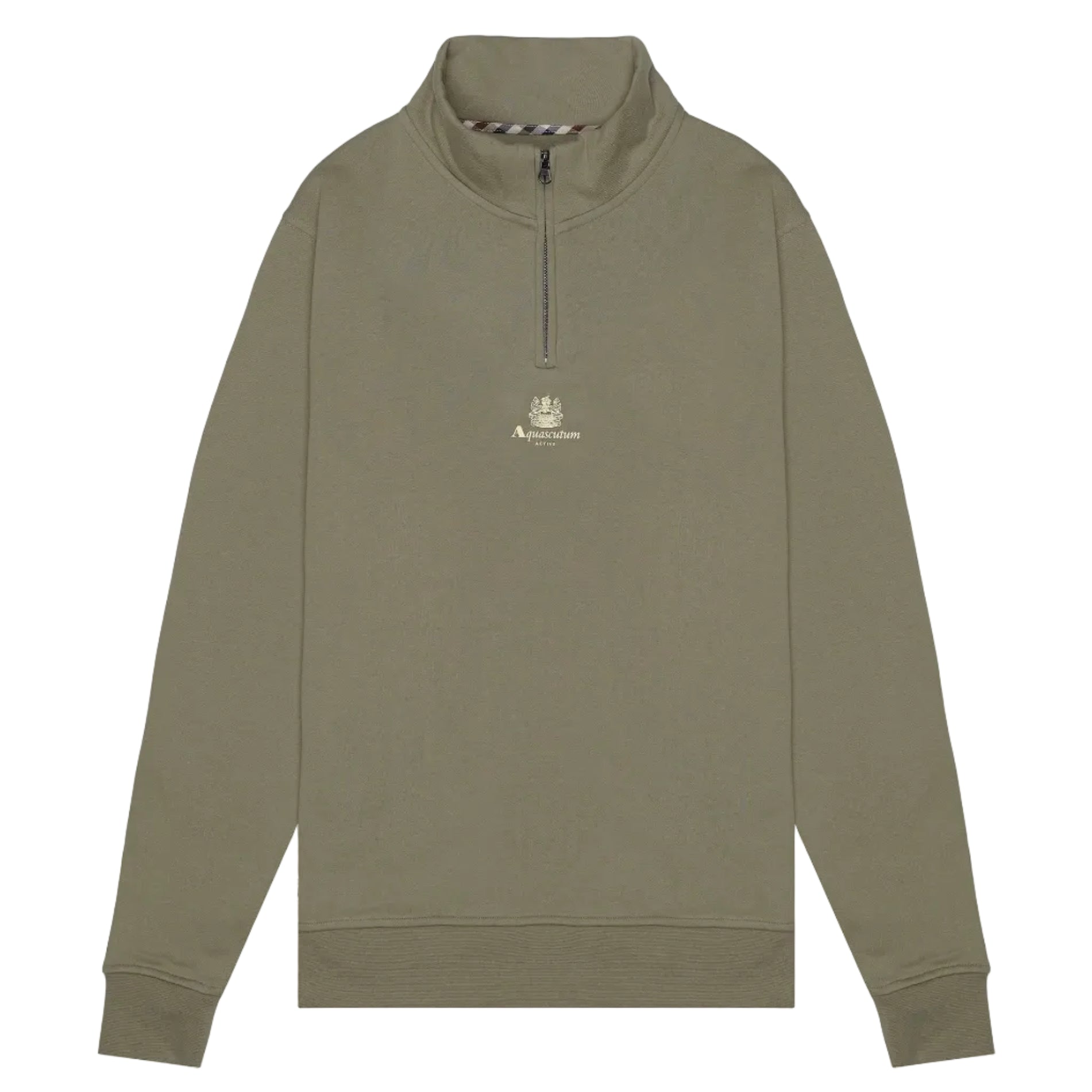 Aquascutum Active Quarter Zip Sweatshirt: ARMY GREEN