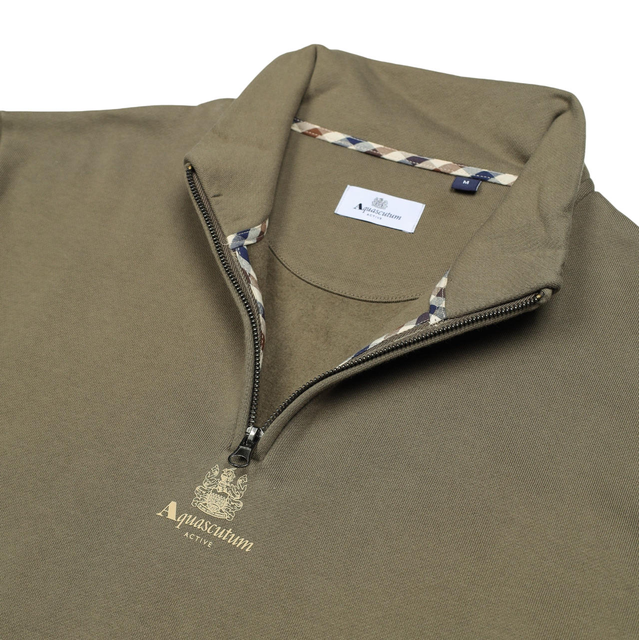 Aquascutum Active Quarter Zip Sweatshirt: ARMY GREEN
