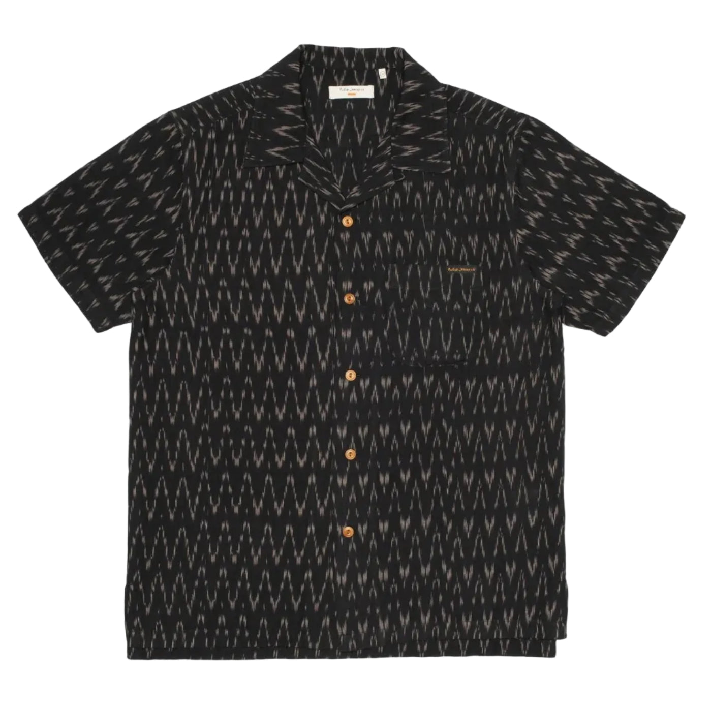 Nudie Jeans Arvid Ikat Hawaii Shirt: BLACK