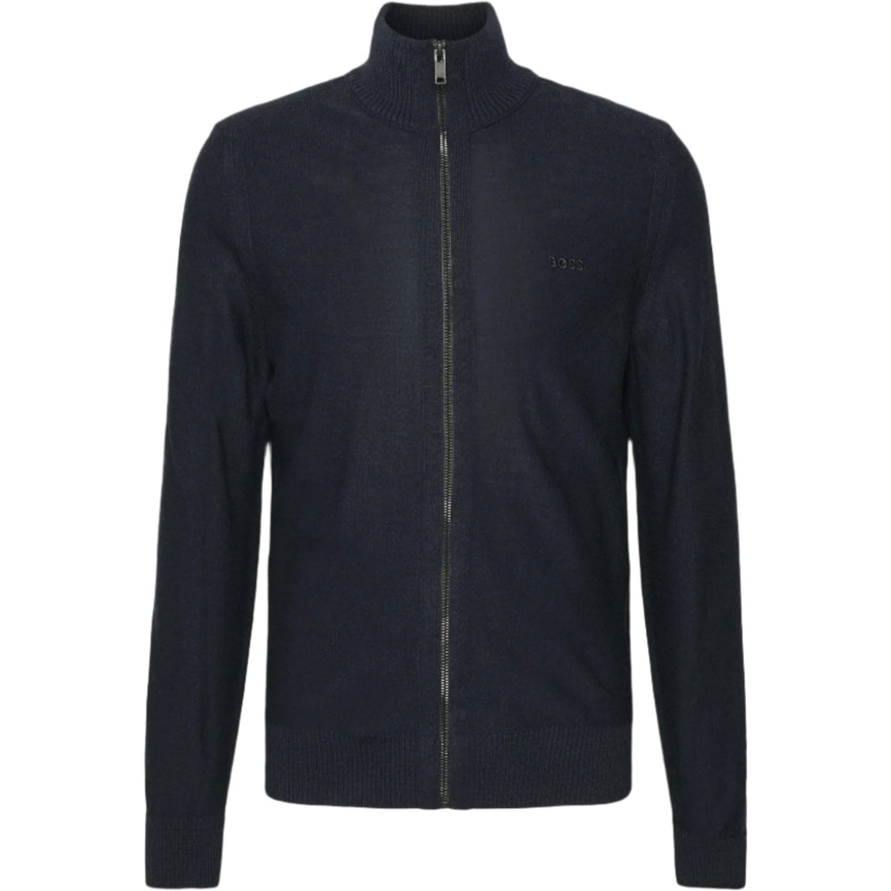 Hugo Boss Orange Avac Zip Knitwear: DARK BLUE
