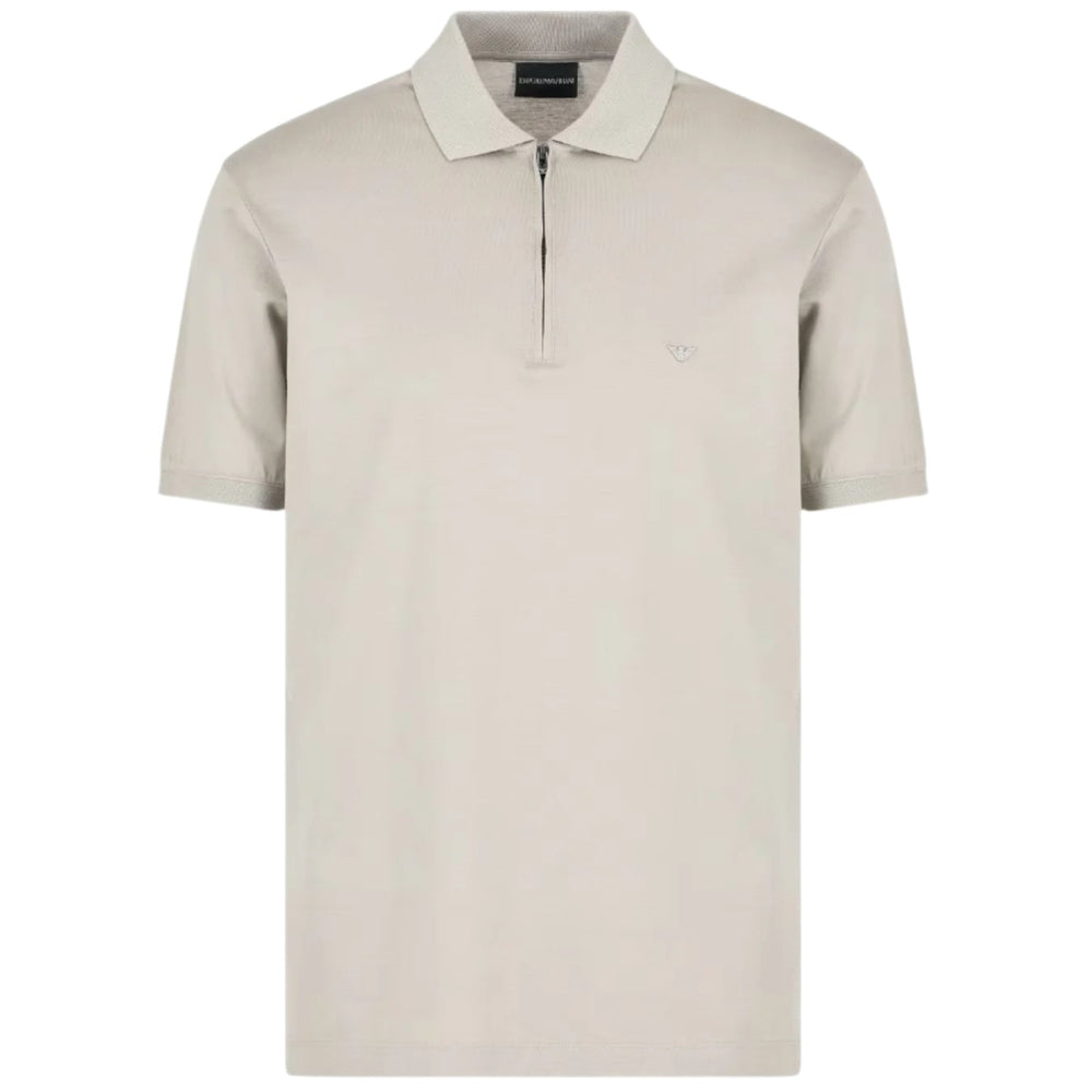 Emporio Armani 1/4 Zip Polo Shirt: BEIGE