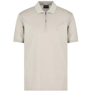 Emporio Armani 1/4 Zip Polo Shirt: BEIGE