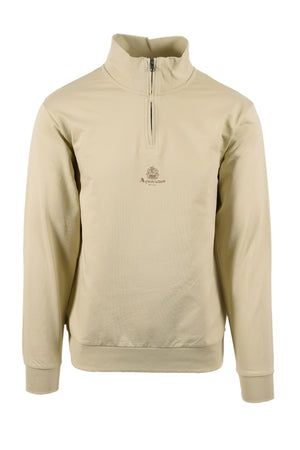 Aquascutum Active Small Logo Quarter Zip Sweatshirt: OFF WHITE