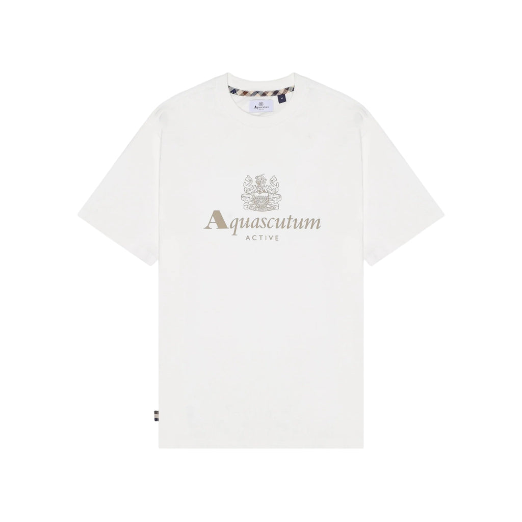 Aquascutum Active Big Logo T-Shirt: NATURAL