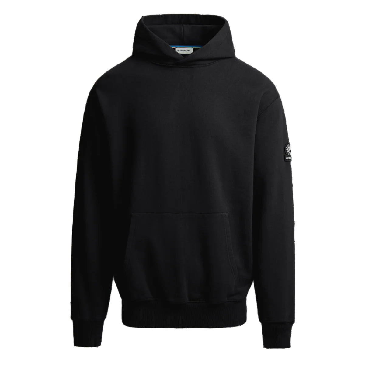Sandbanks Badge Logo Pullover Hoodie: BLACK
