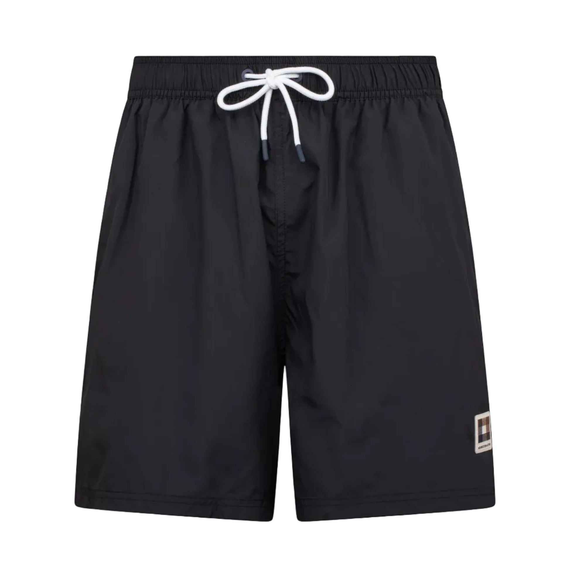 Aquascutum Active Club Check Piping Beach Short: BLACK