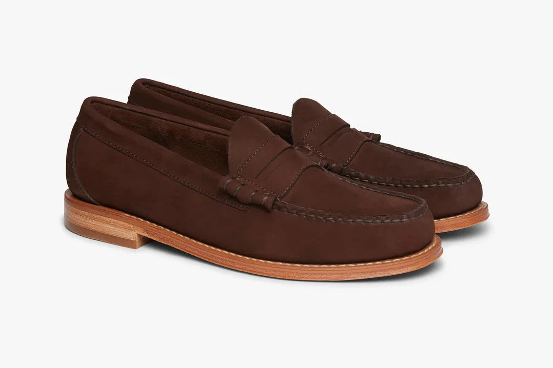 G.H Bass Heritage Larson Nubuck Penny Loafer: DARK BROWN