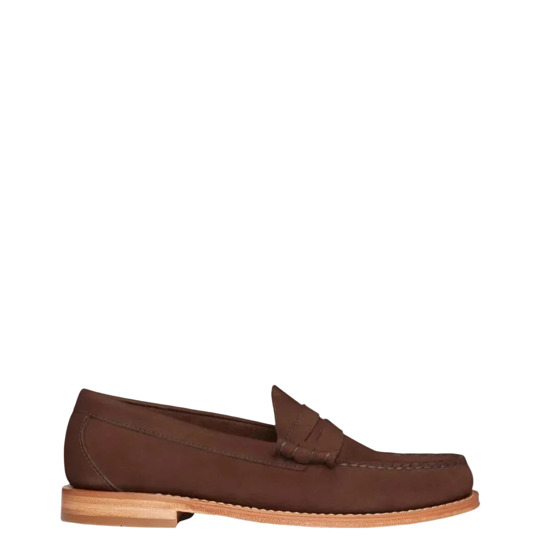 G.H Bass Heritage Larson Nubuck Penny Loafer: DARK BROWN