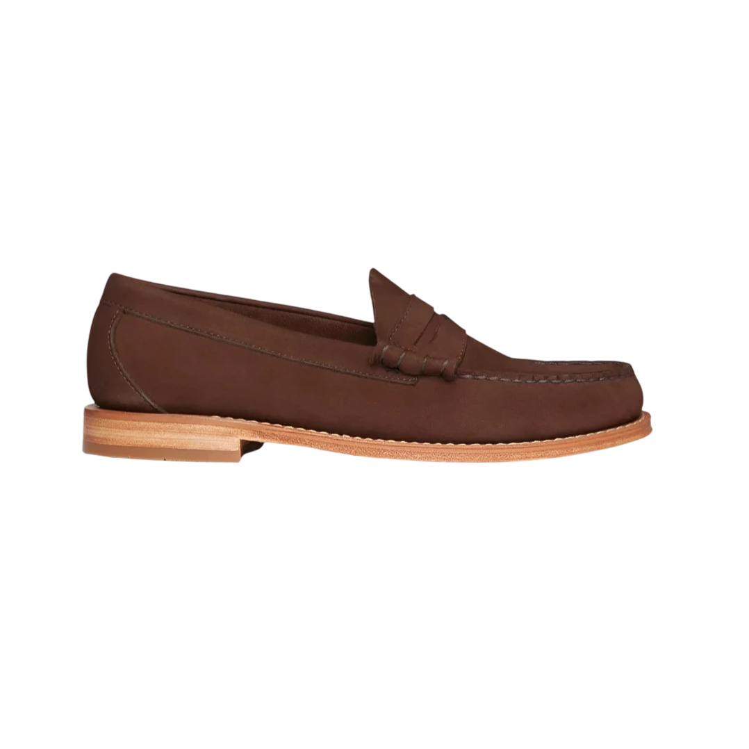 G.H Bass Heritage Larson Nubuck Penny Loafer: DARK BROWN