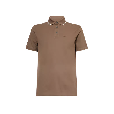 Emporio Armani Pattern Tipped Polo Shirt: BROWN