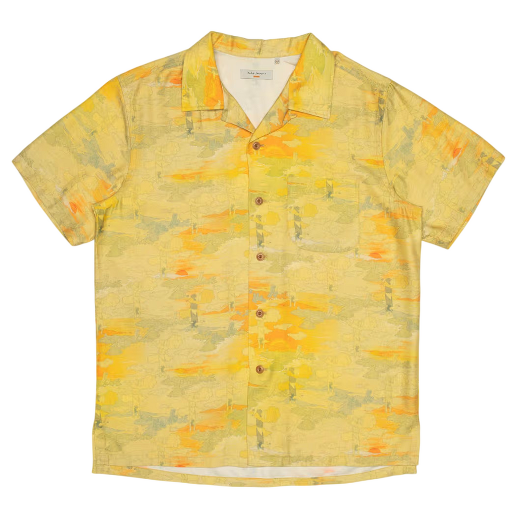 Nudie Jeans Arvid Drift Away Hawaii Shirt: BURNT ORANGE