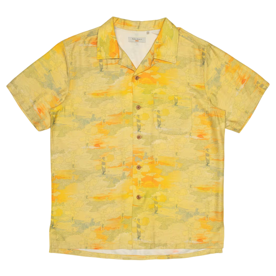Nudie Jeans Arvid Drift Away Hawaii Shirt: BURNT ORANGE