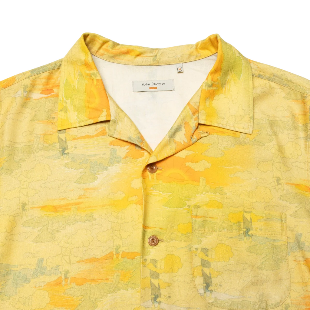 Nudie Jeans Arvid Drift Away Hawaii Shirt: BURNT ORANGE
