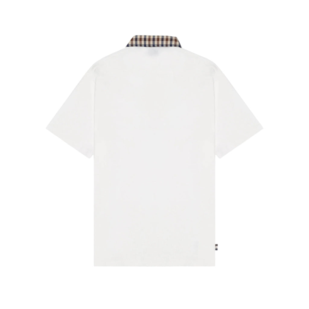 Aquascutum Active Club Check Collar Polo Shirt: NATURAL