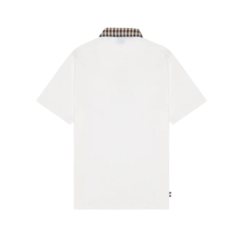 Aquascutum Active Club Check Collar Polo Shirt: NATURAL