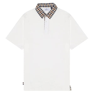 Aquascutum Active Club Check Collar Polo Shirt: NATURAL