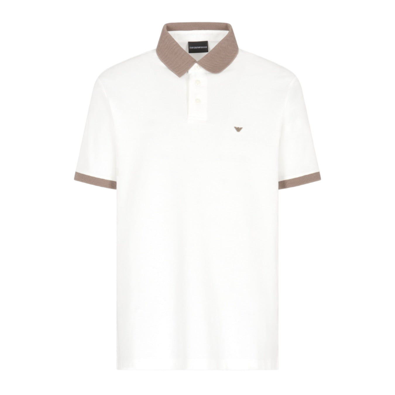 Emporio Armani Contrasting Collar Polo Shirt: WHITE