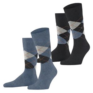 Burlington Everyday 2 Pack Argyle Sock: DENIM