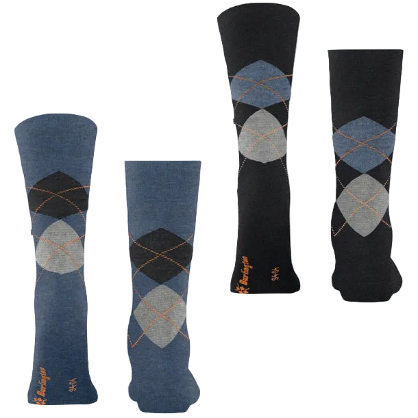 Burlington Everyday 2 Pack Argyle Sock: DENIM