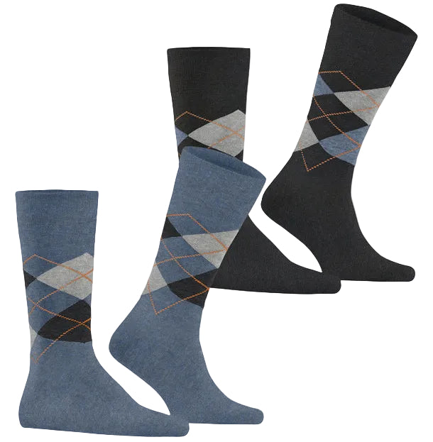 Burlington Everyday 2 Pack Argyle Sock: DENIM