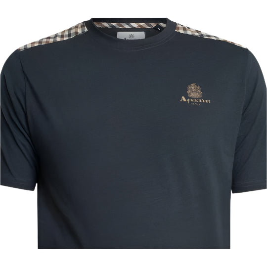 Aquascutum Active Club Check Details T-Shirt: NAVY