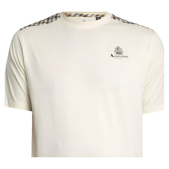 Aquascutum Active Club Check Details T-Shirt: OFF WHITE