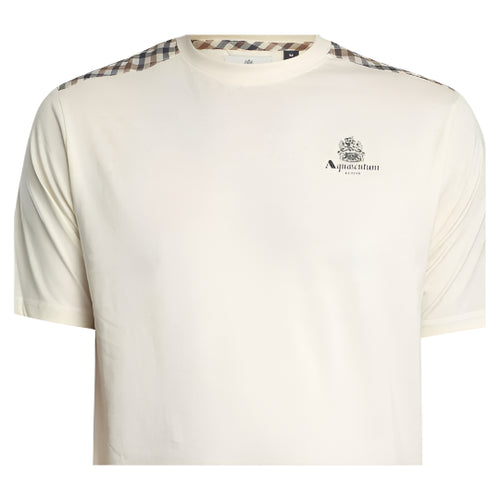 Aquascutum Active Club Check Details T-Shirt: OFF WHITE