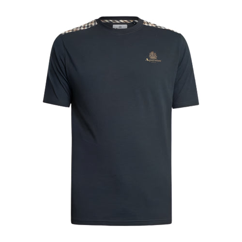 Aquascutum Active Club Check Details T-Shirt: NAVY