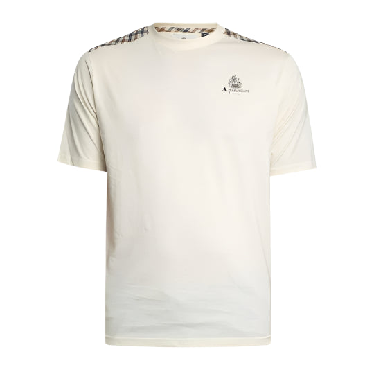 Aquascutum Active Club Check Details T-Shirt: OFF WHITE