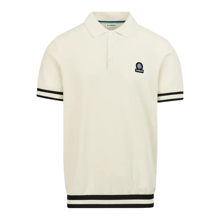 Sandbanks Stripe Hem Polo Shirt: ECRU