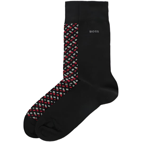 Hugo Boss Orange 2 Pack RS Logo Sock: BLACK