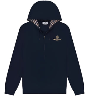 Aquascutum Active Club Check Hoodie: NAVY