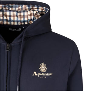 Aquascutum Active Club Check Hoodie: NAVY
