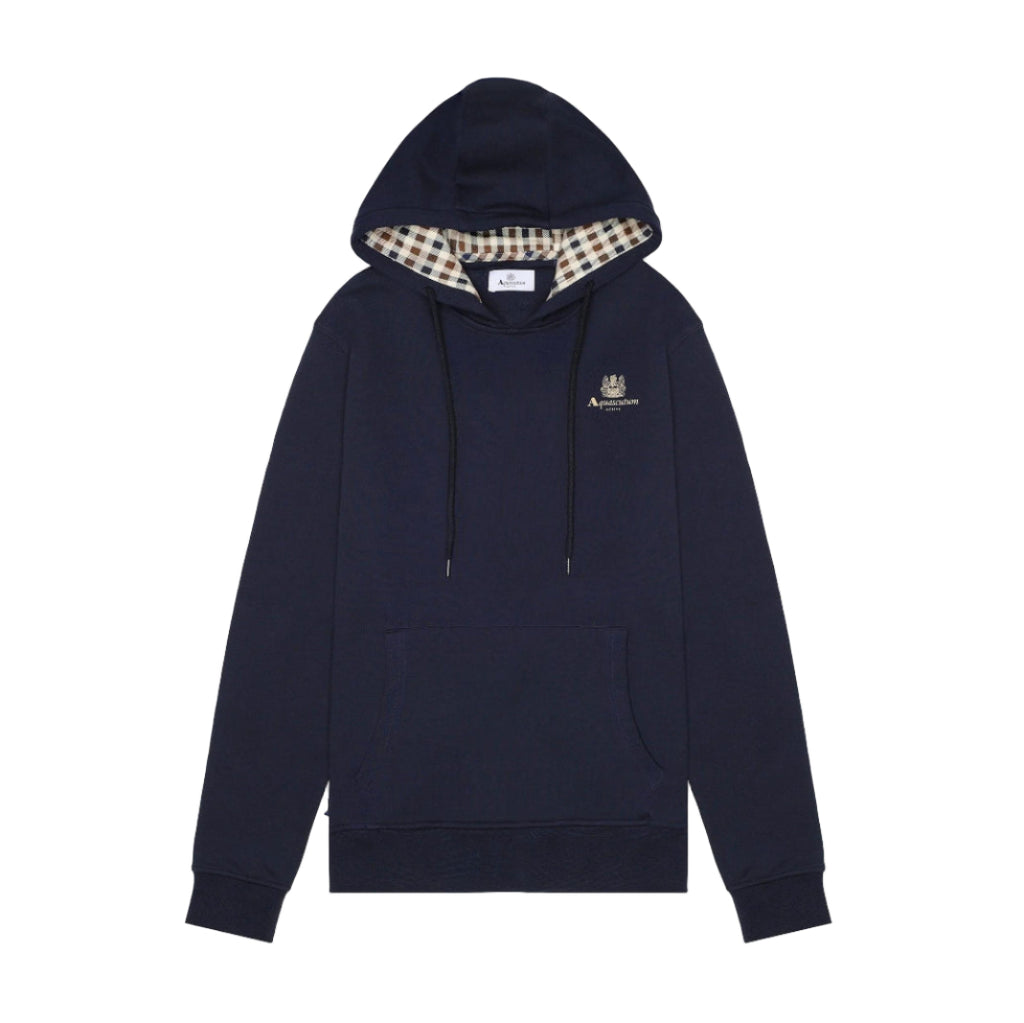 Aquascutum Active Small Logo Pullover Hoodie: NAVY