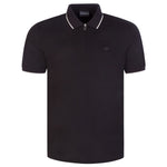 Emporio Armani Mercerised Pique Zip Polo Shirt Black HemingCo