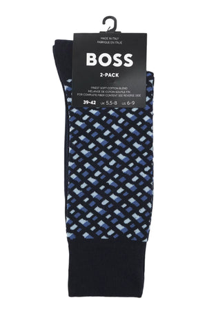 Hugo Boss Orange 2 Pack RS Logo Sock: DARK BLUE
