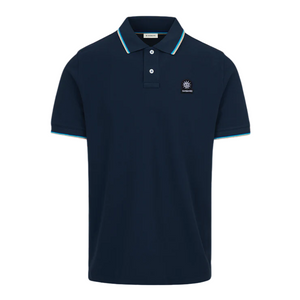 Sandbanks Badge Logo Tipped Polo Shirt: NAVY