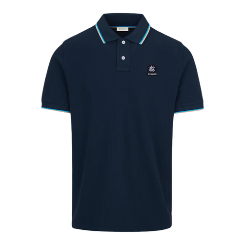 Sandbanks Badge Logo Tipped Polo Shirt: NAVY