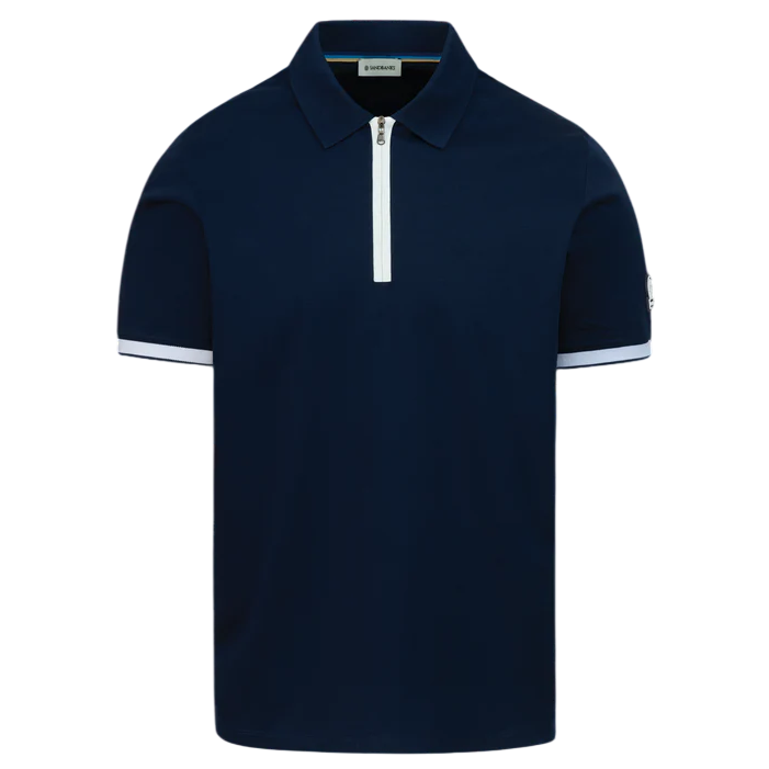 Sandbanks Silicone Zip Polo Shirt: NAVY