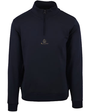 Aquascutum Active Small Logo Quarter Zip Sweatshirt: NAVY