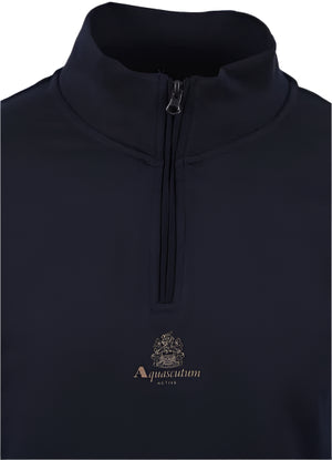 Aquascutum Active Small Logo Quarter Zip Sweatshirt: NAVY