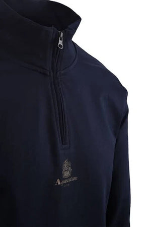 Aquascutum Active Small Logo Quarter Zip Sweatshirt: NAVY