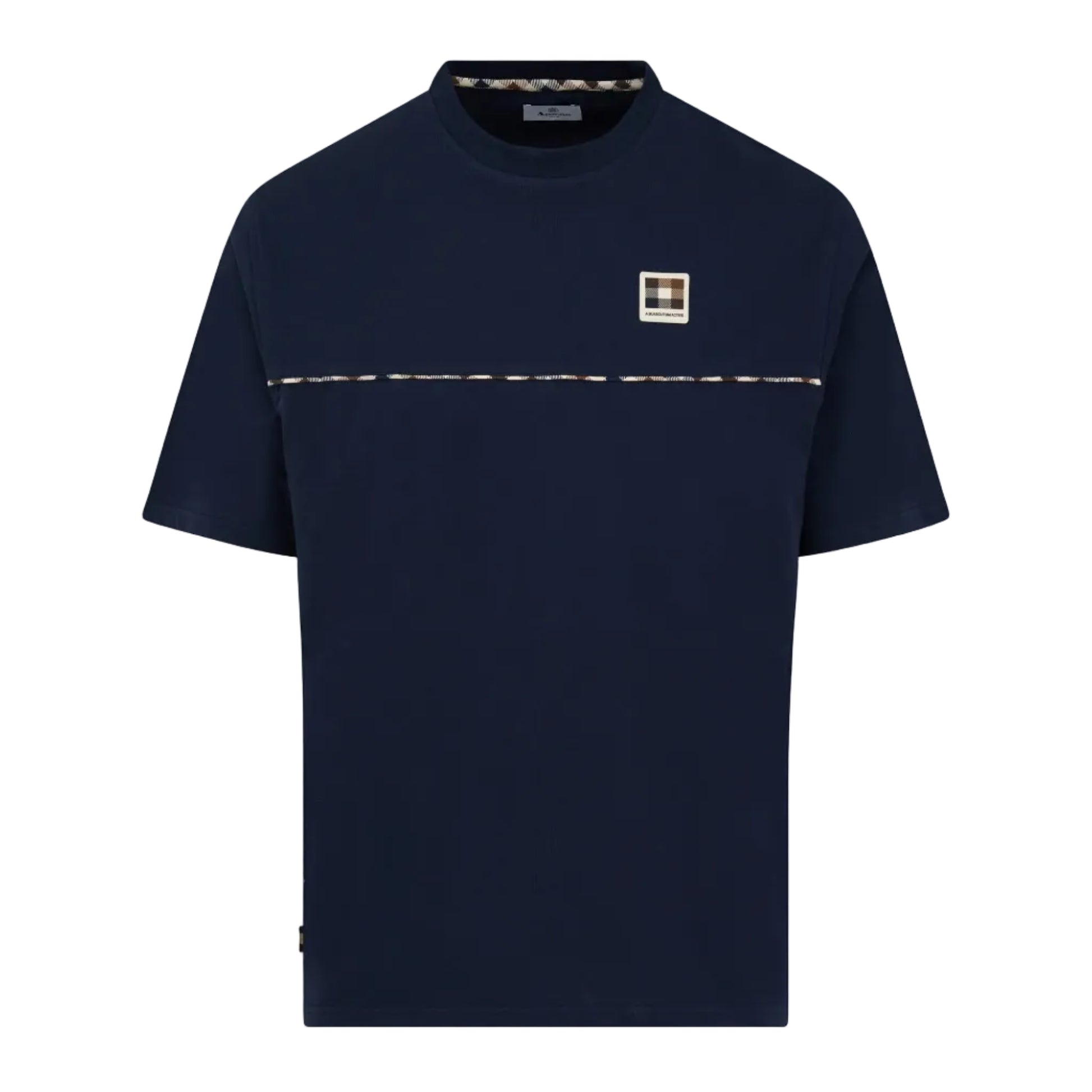 Aquascutum Active Piping Logo T-Shirt: NAVY